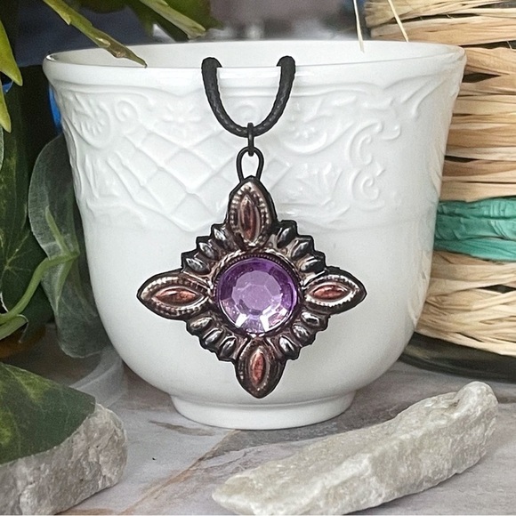 5 For $25💫3-D Jeweled Purple Gemmed Pendant Necklace - Picture 3 of 6